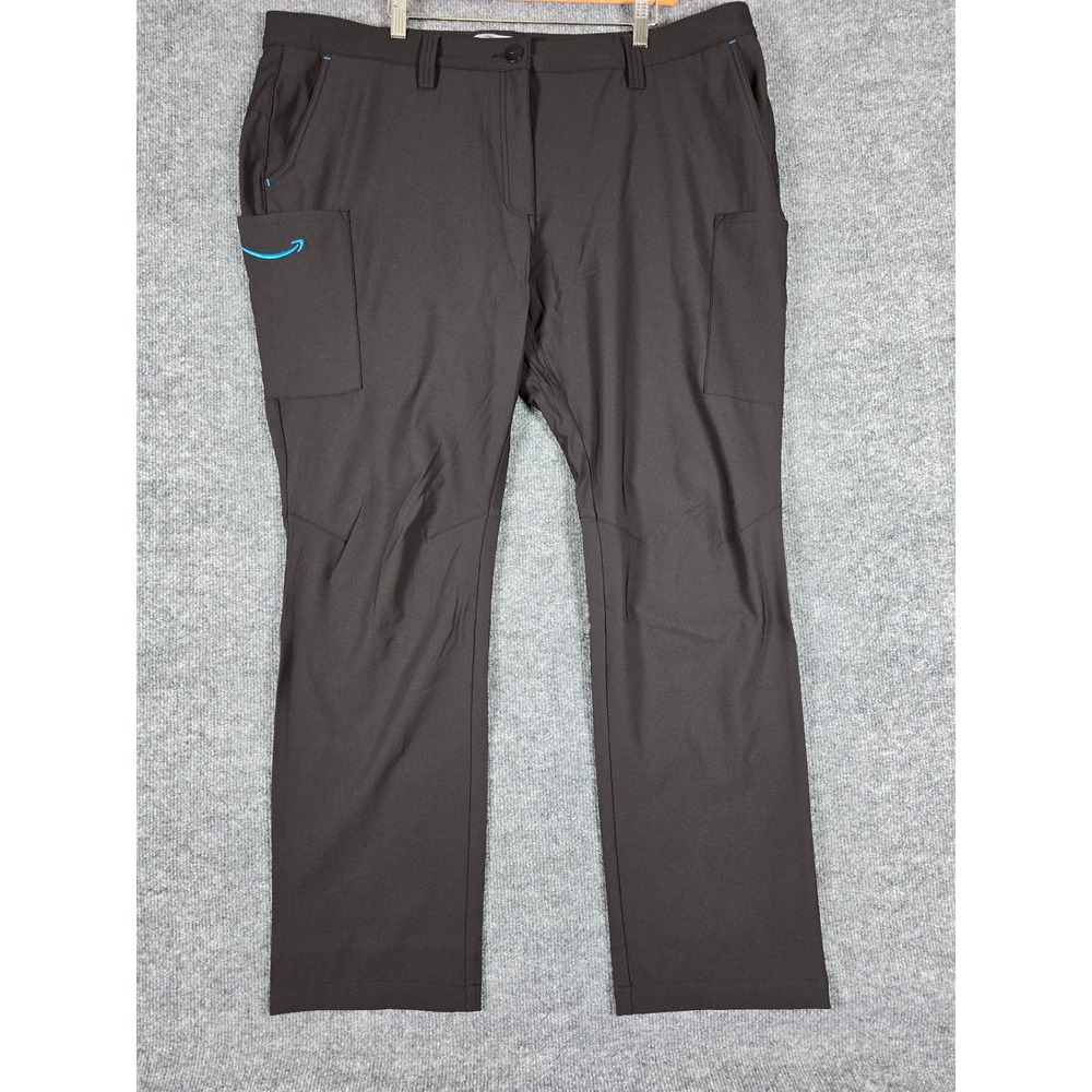 Amazon Essentials Men's Black Straight-Leg Work Trousers with Blue Accent